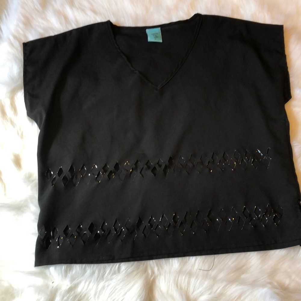 Black semi distressed blouse